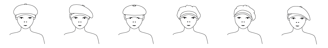 다양한 방식으로 아이비캡을 착용하는 모습
