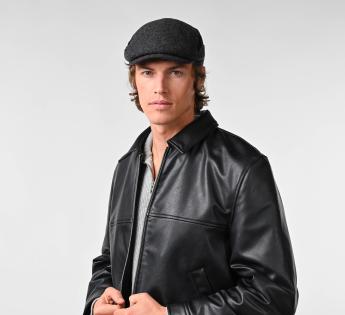 Casquette plate laine et cuir Cardiff